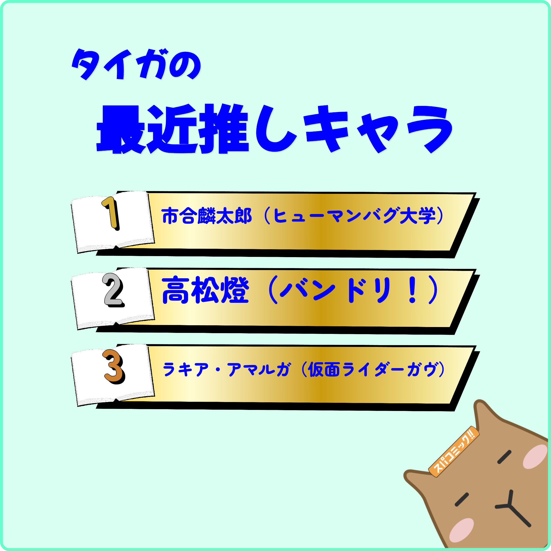 タイガの最近推しキャラ