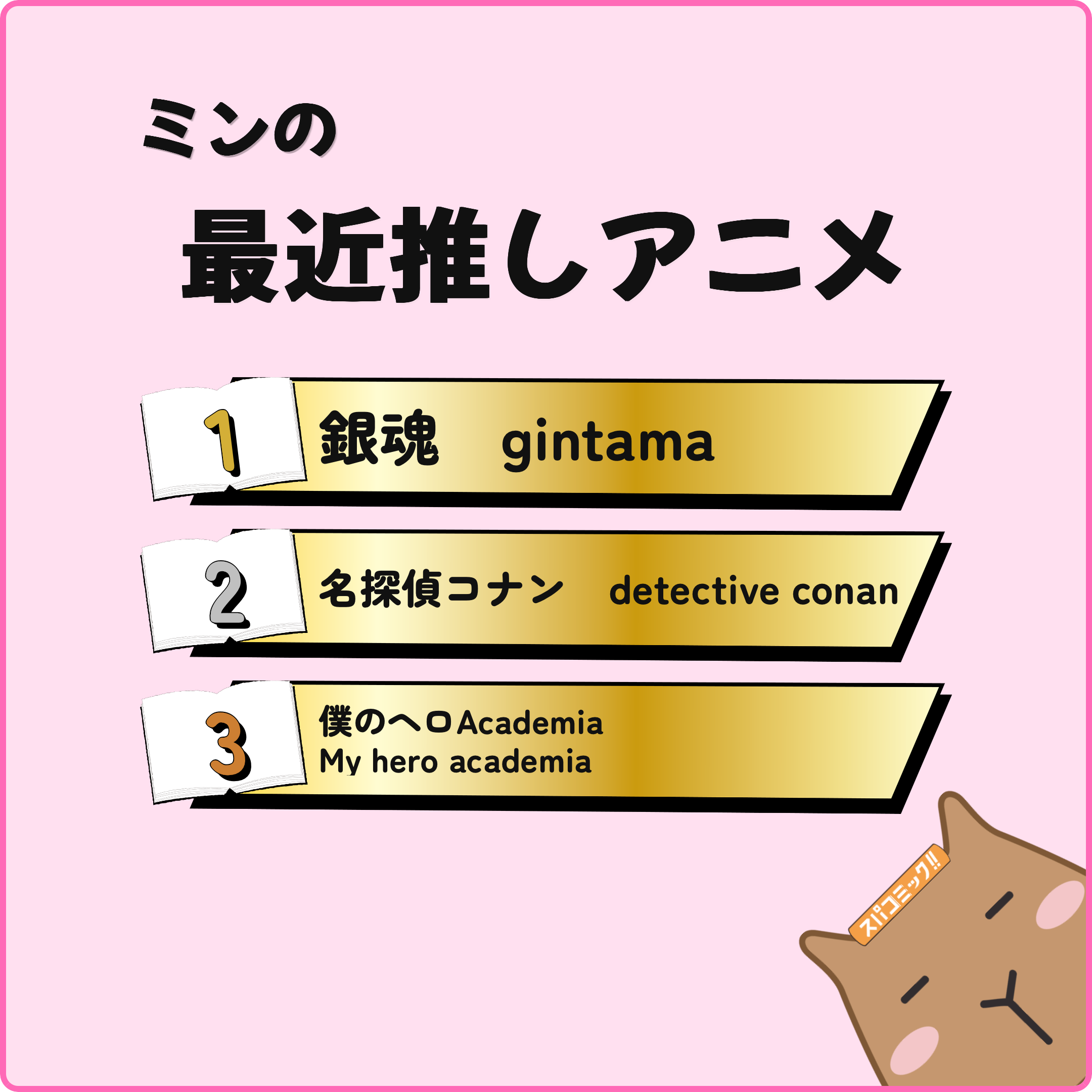ミンの最近推しアニメ
