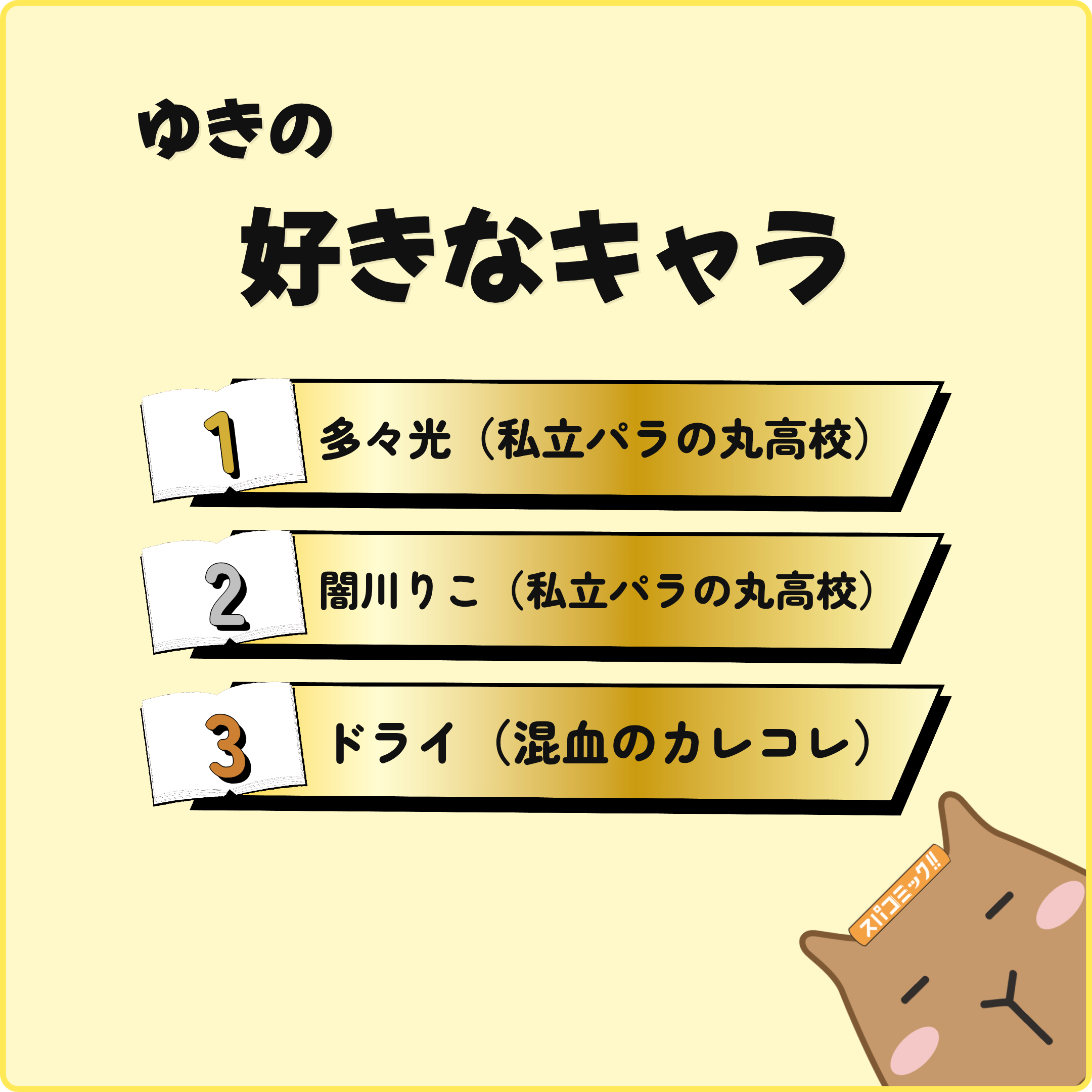 ゆきの好きなキャラ