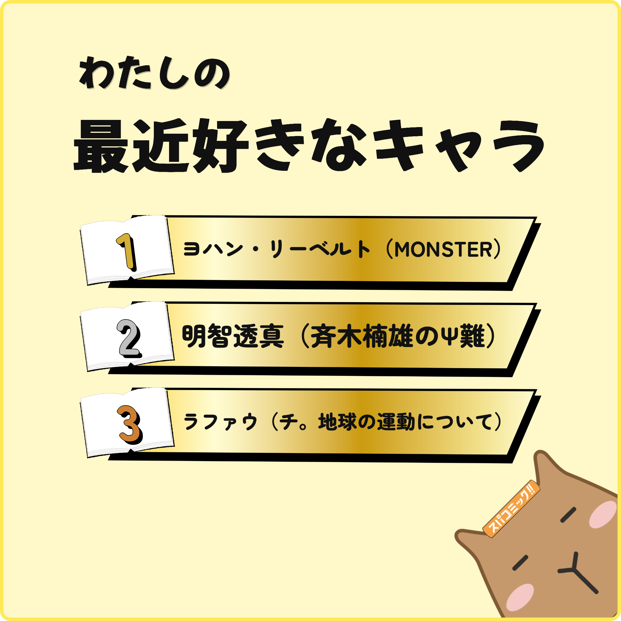 わたしの最近好きなキャラ