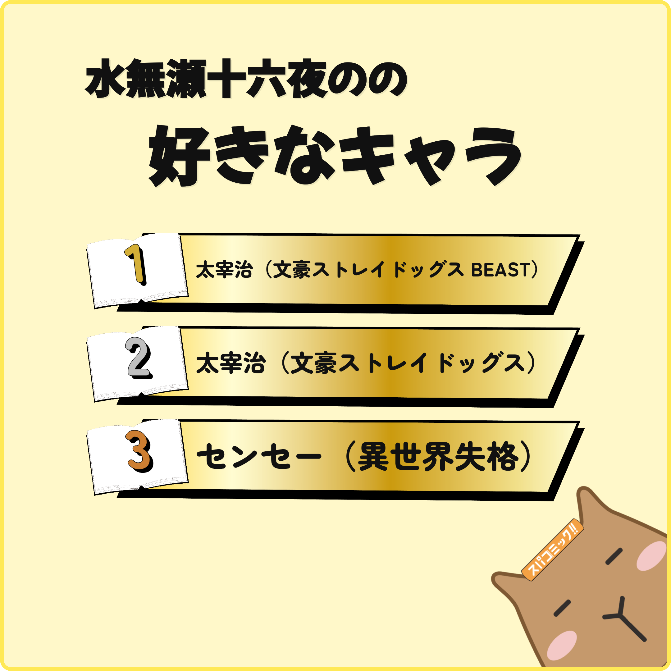 水無瀬十六夜のの好きなキャラ