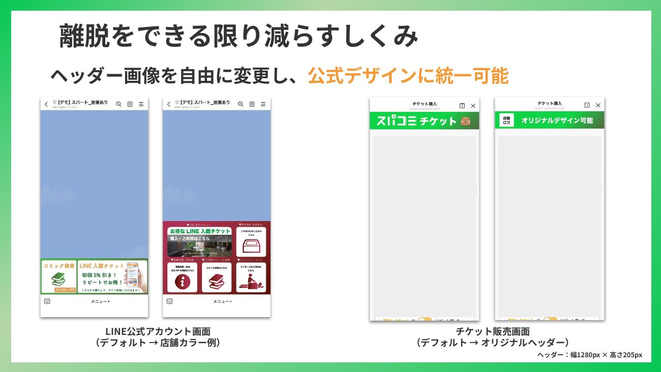 LINE公式アカウントとチケット販売画面のデザイン変更例