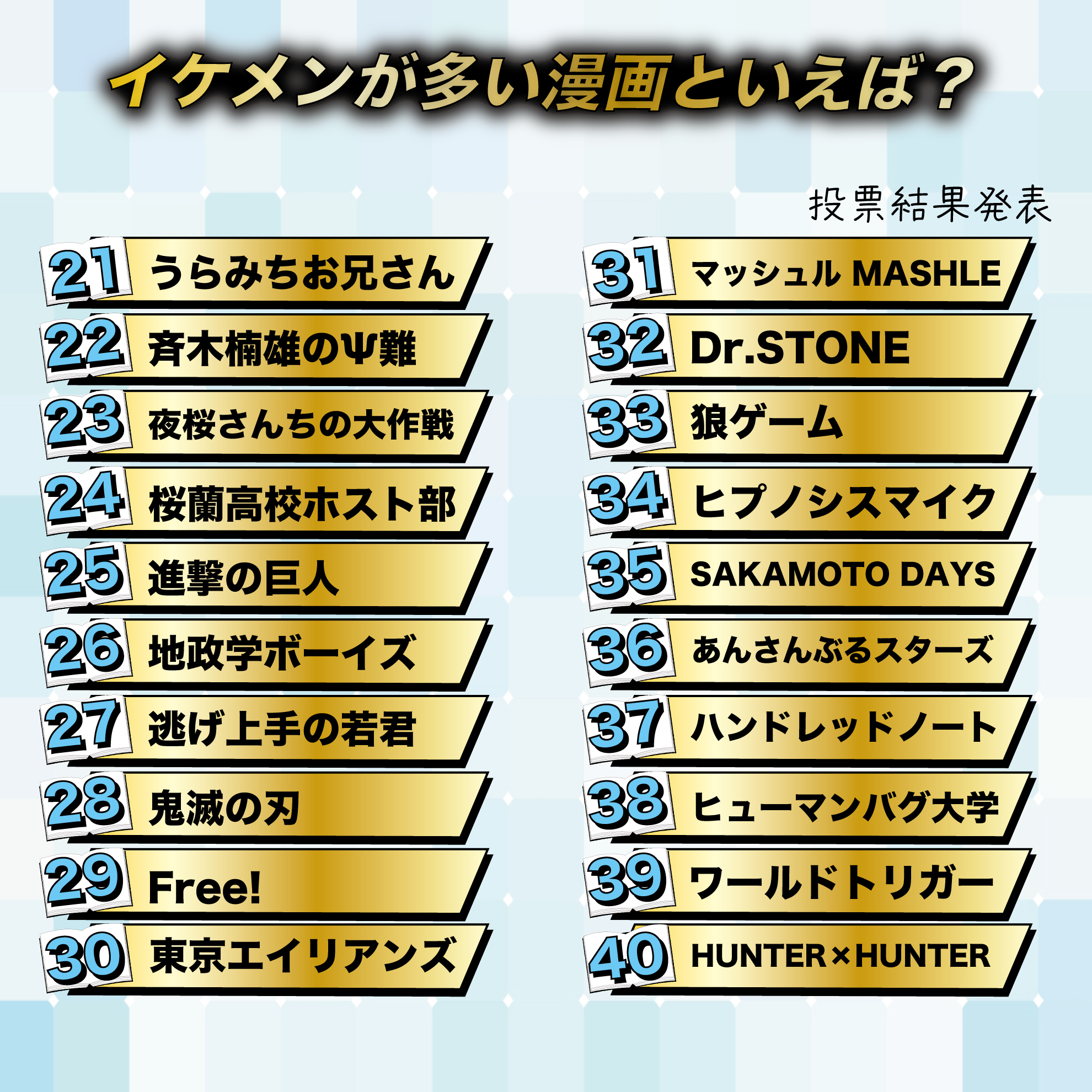 イケメンが多い漫画といえば?